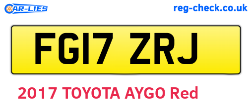 FG17ZRJ are the vehicle registration plates.
