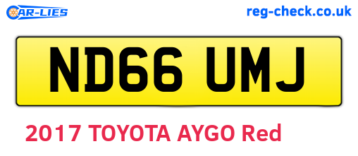 ND66UMJ are the vehicle registration plates.