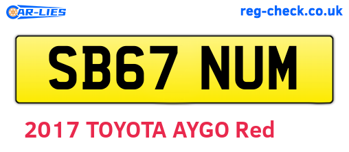 SB67NUM are the vehicle registration plates.