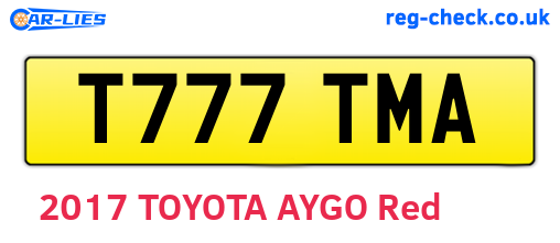 T777TMA are the vehicle registration plates.