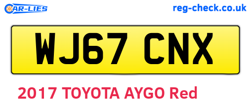 WJ67CNX are the vehicle registration plates.