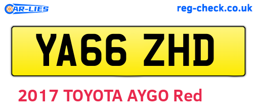 YA66ZHD are the vehicle registration plates.