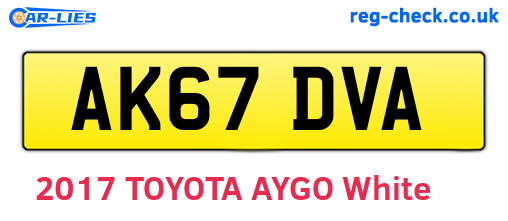 AK67DVA are the vehicle registration plates.