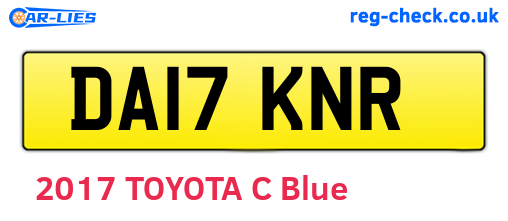 DA17KNR are the vehicle registration plates.