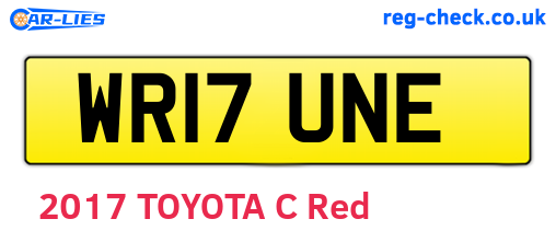 WR17UNE are the vehicle registration plates.
