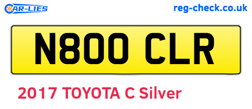 N800CLR are the vehicle registration plates.