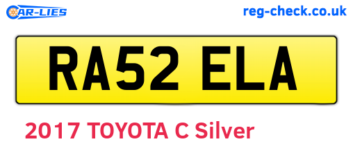 RA52ELA are the vehicle registration plates.