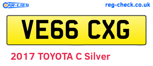 VE66CXG are the vehicle registration plates.