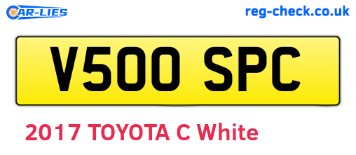 V500SPC are the vehicle registration plates.