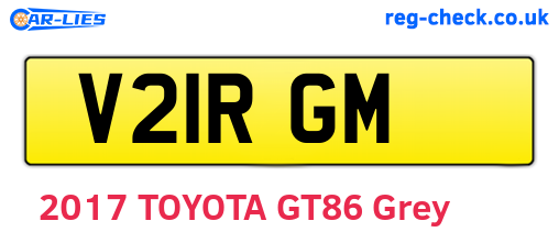 V21RGM are the vehicle registration plates.