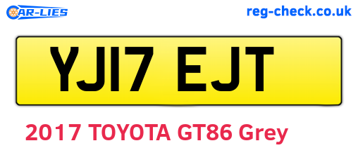 YJ17EJT are the vehicle registration plates.