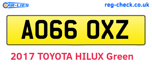 AO66OXZ are the vehicle registration plates.
