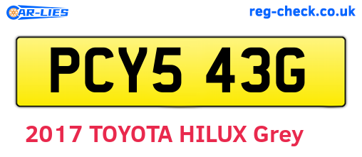 PCY543G are the vehicle registration plates.