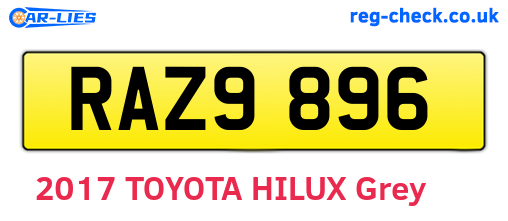 RAZ9896 are the vehicle registration plates.