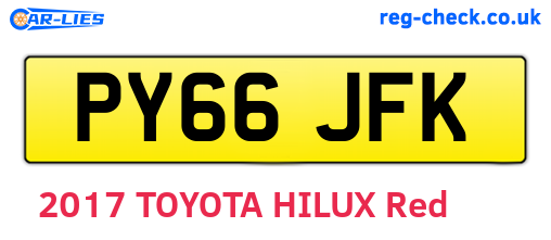 PY66JFK are the vehicle registration plates.