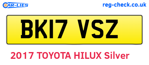 BK17VSZ are the vehicle registration plates.