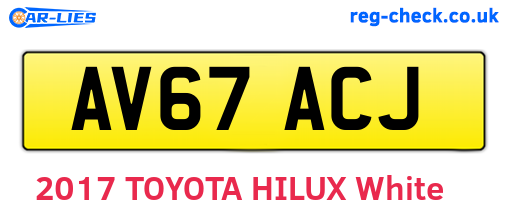 AV67ACJ are the vehicle registration plates.