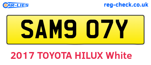 SAM907Y are the vehicle registration plates.