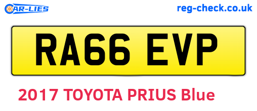 RA66EVP are the vehicle registration plates.