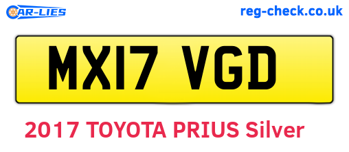 MX17VGD are the vehicle registration plates.