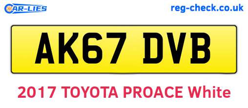 AK67DVB are the vehicle registration plates.