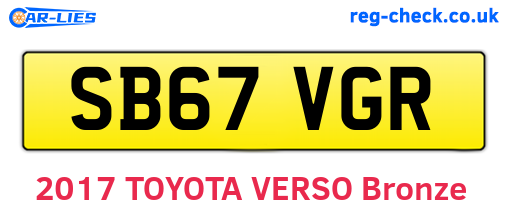 SB67VGR are the vehicle registration plates.