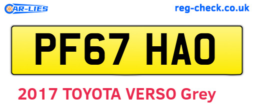 PF67HAO are the vehicle registration plates.