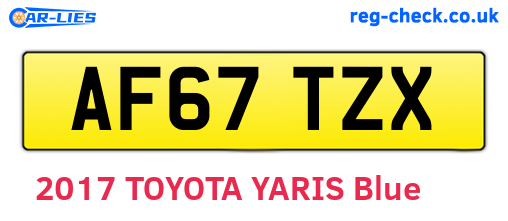 AF67TZX are the vehicle registration plates.
