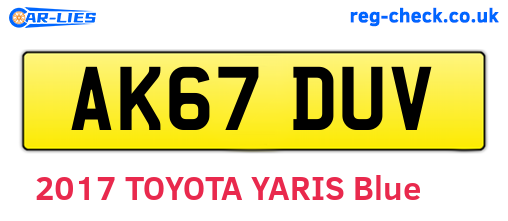 AK67DUV are the vehicle registration plates.