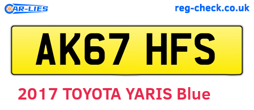 AK67HFS are the vehicle registration plates.