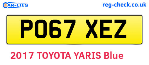 PO67XEZ are the vehicle registration plates.