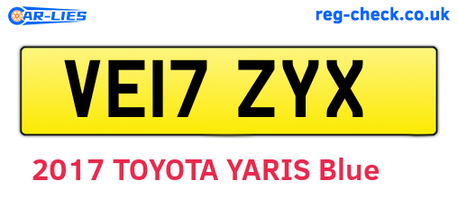 VE17ZYX are the vehicle registration plates.