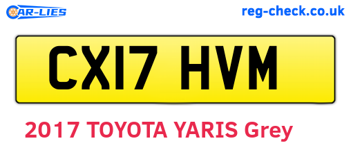 CX17HVM are the vehicle registration plates.