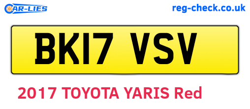 BK17VSV are the vehicle registration plates.