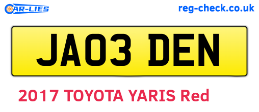 JA03DEN are the vehicle registration plates.