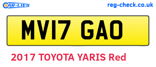 MV17GAO are the vehicle registration plates.