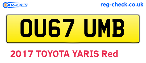 OU67UMB are the vehicle registration plates.