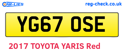 YG67OSE are the vehicle registration plates.