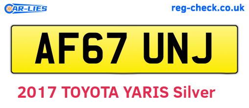 AF67UNJ are the vehicle registration plates.