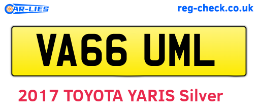 VA66UML are the vehicle registration plates.