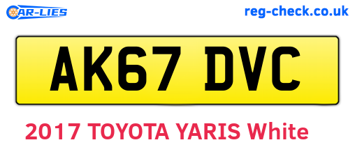 AK67DVC are the vehicle registration plates.