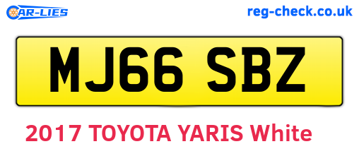 MJ66SBZ are the vehicle registration plates.