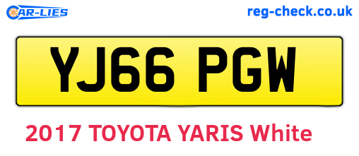 YJ66PGW are the vehicle registration plates.