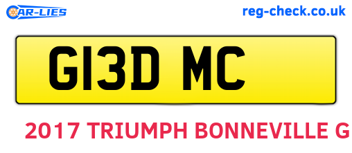 G13DMC are the vehicle registration plates.
