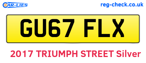 GU67FLX are the vehicle registration plates.