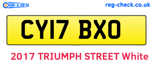 CY17BXO are the vehicle registration plates.