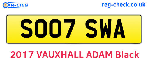 SO07SWA are the vehicle registration plates.