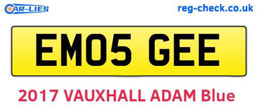 EM05GEE are the vehicle registration plates.