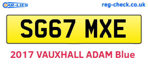 SG67MXE are the vehicle registration plates.