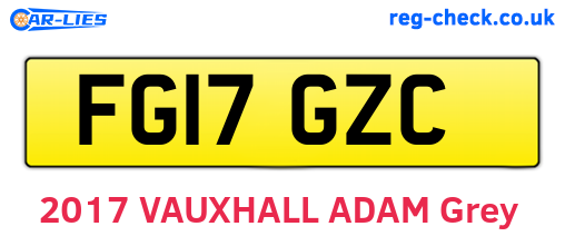 FG17GZC are the vehicle registration plates.